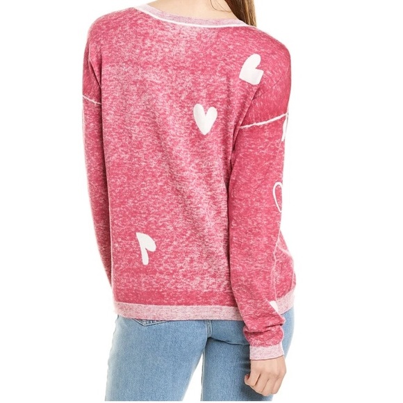 IN2 BY INCASHMERE Hearts Faded Red Cashmere Blend Sweater - Picture 3 of 14